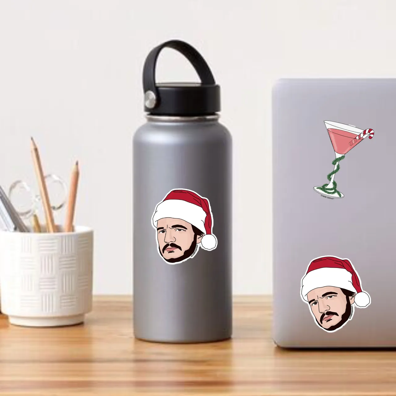 Pedro Pascal In Santa Hat Christmas Sticker