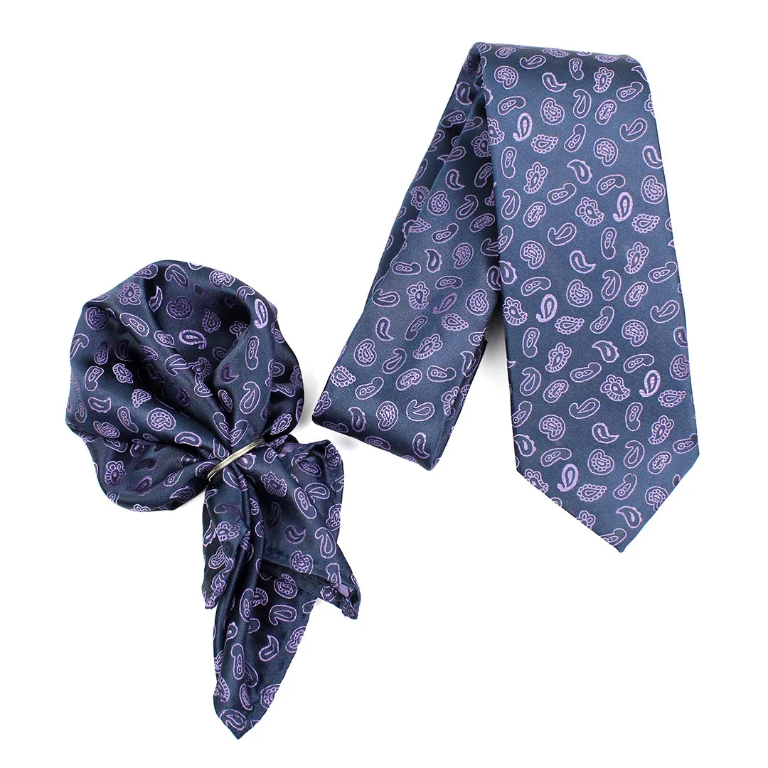 Peluche Stunning Black Neck Tie & Pocket Square Set for Men