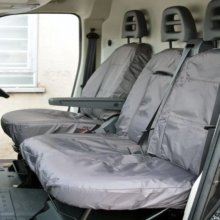 Peugeot Boxer Fully Tailored Inka Waterproof Front Single & Double Seat Covers 2006 - 2016 Heavy Duty Right Hand Drive Grey