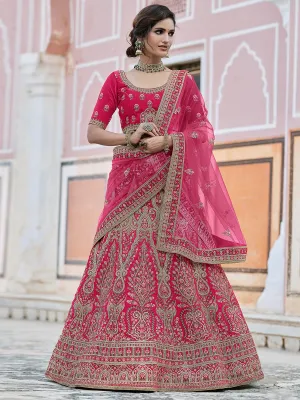 Pink Stunning  Semi Stitched Lehenga With Unstitched Blouse