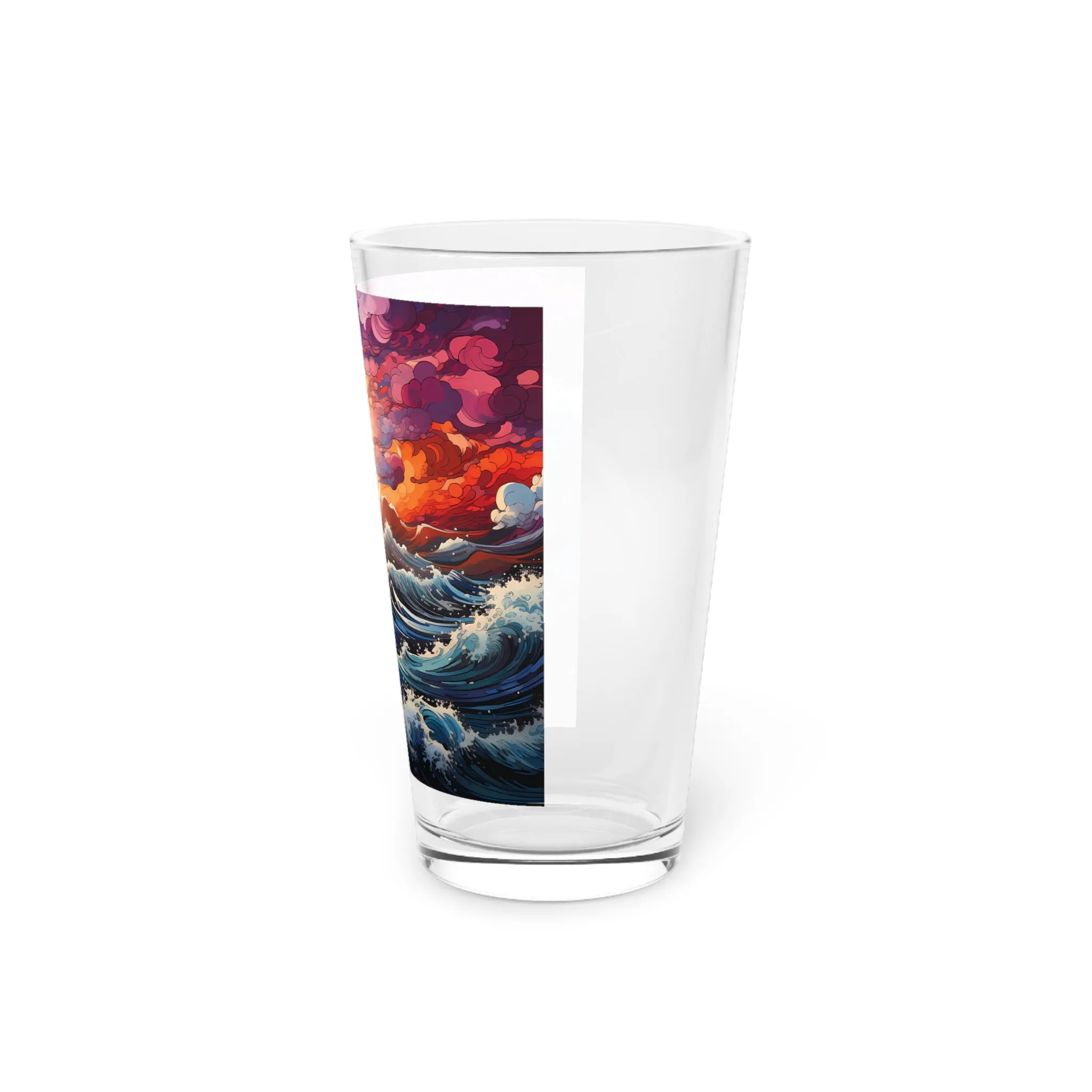 Pint Glass, 16oz Stunning Ocean Wave Colorful Waves 016