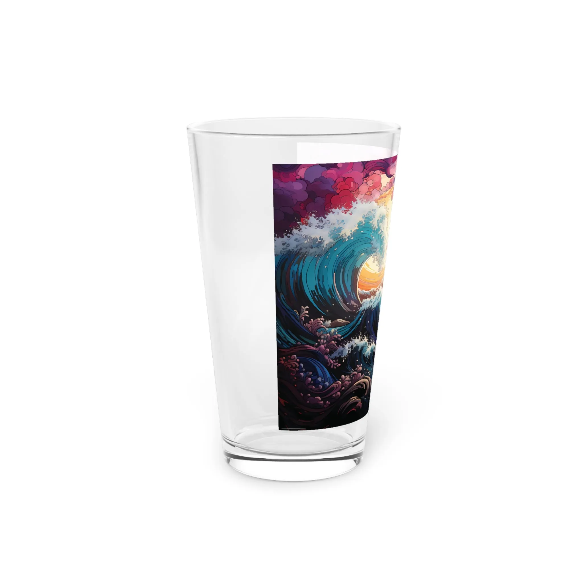 Pint Glass, 16oz Stunning Ocean Wave Colorful Waves 016