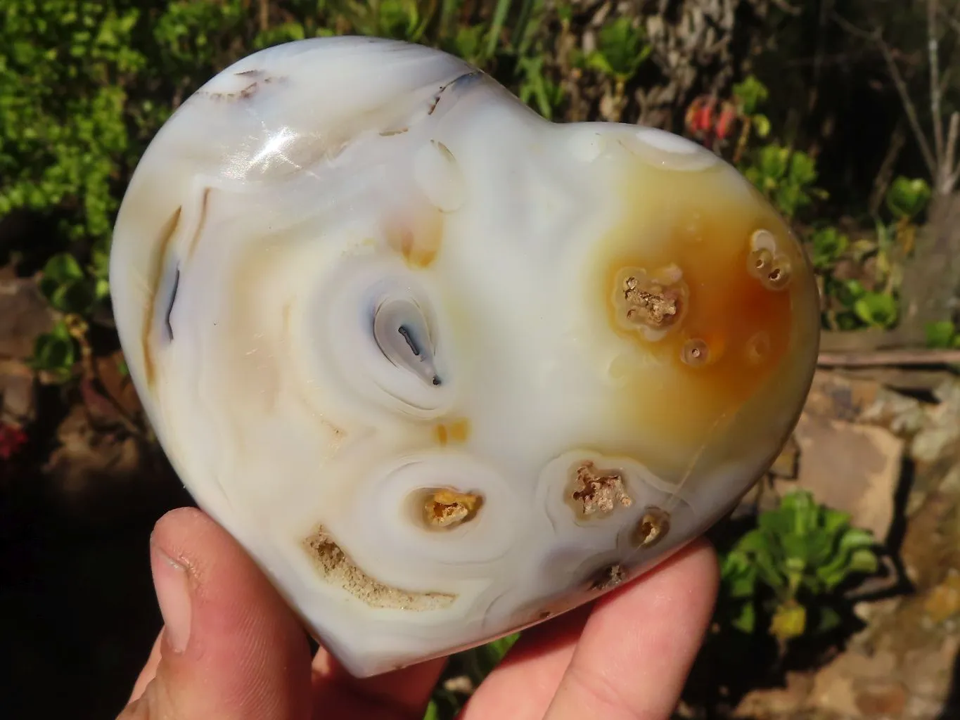 Polished Stunning Agate Hearts x 4 From Madagascar