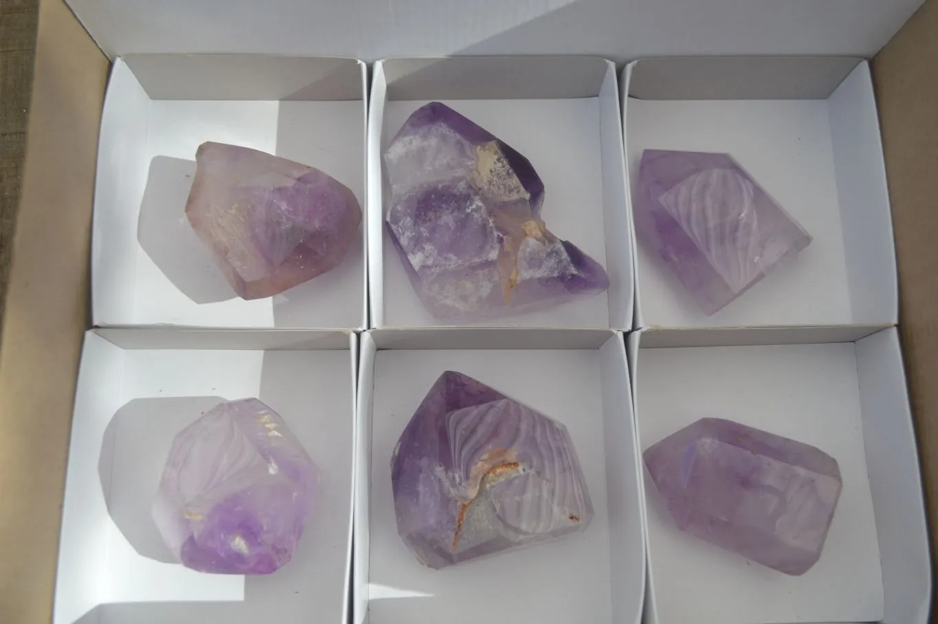 Polished Stunning Window Amethyst Crystals x 6 From Ankazobe, Madagascar