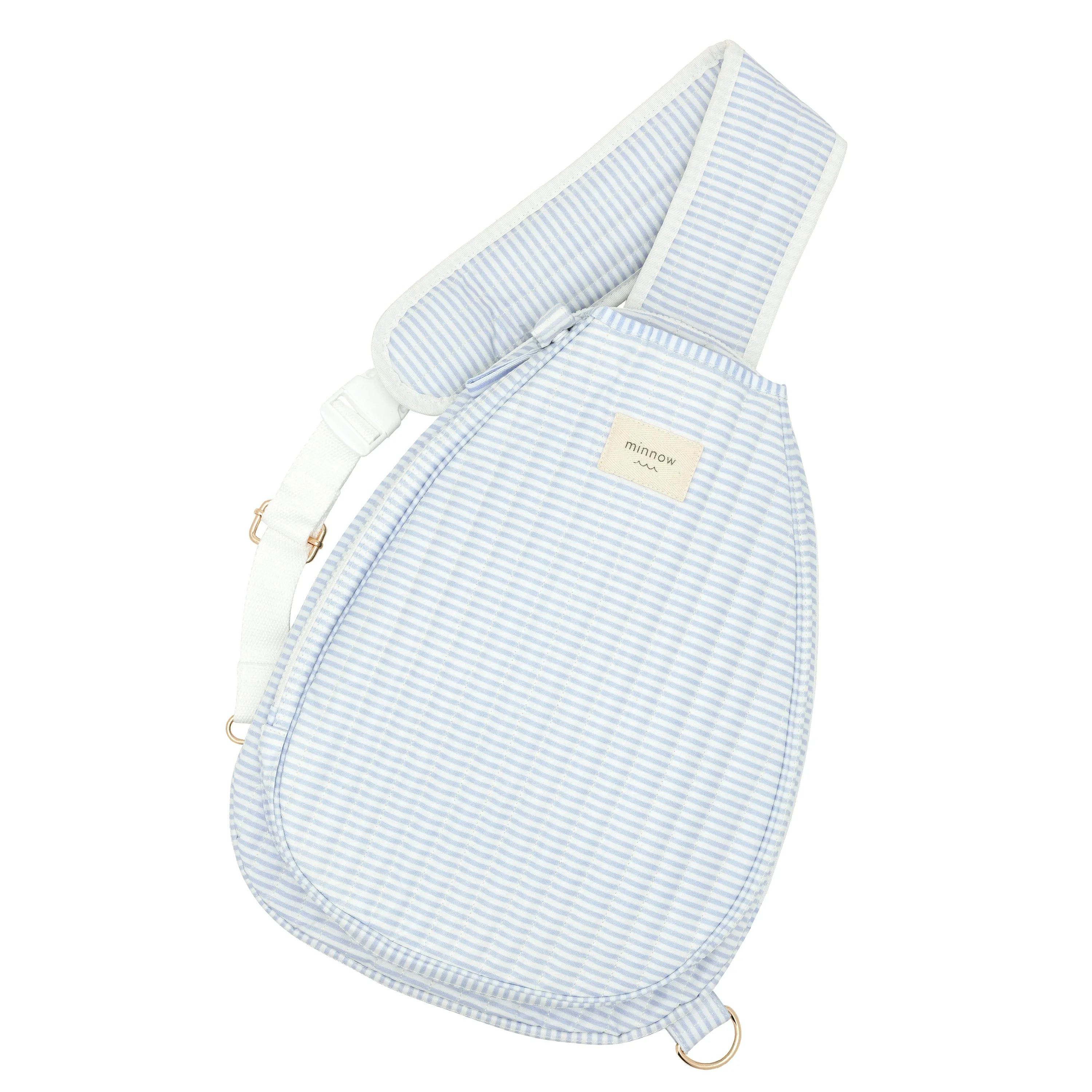 powder blue stripe coated tennis bag