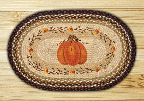 Pumpkin Candy Corn Oval Patch Rug