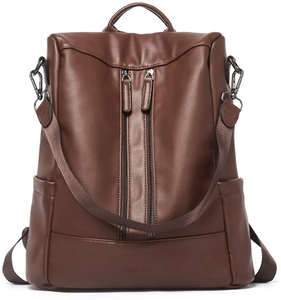 Purse Leather Brown Anti-theft Travel Backpack