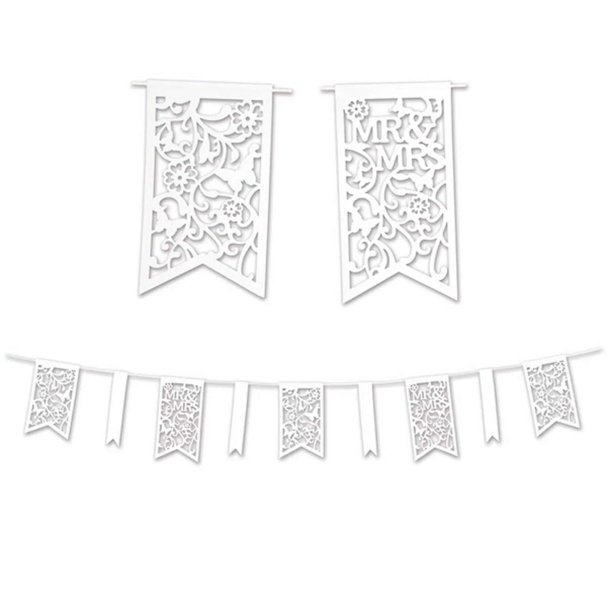 "Stunning Die-Cut Mr & Mrs Pennant Banner For Weddings"