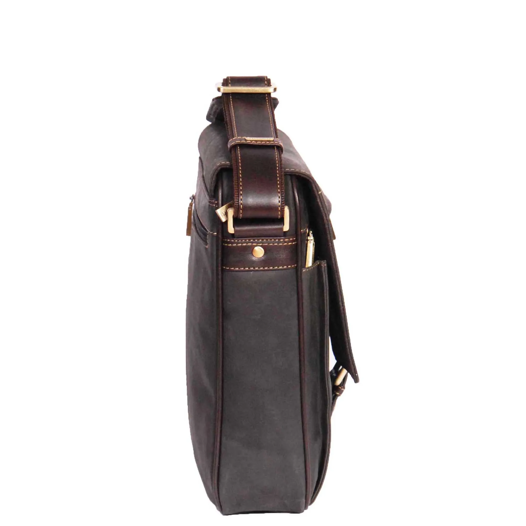 Real Leather Cross Body Organiser Work Bag HOL11 Brown