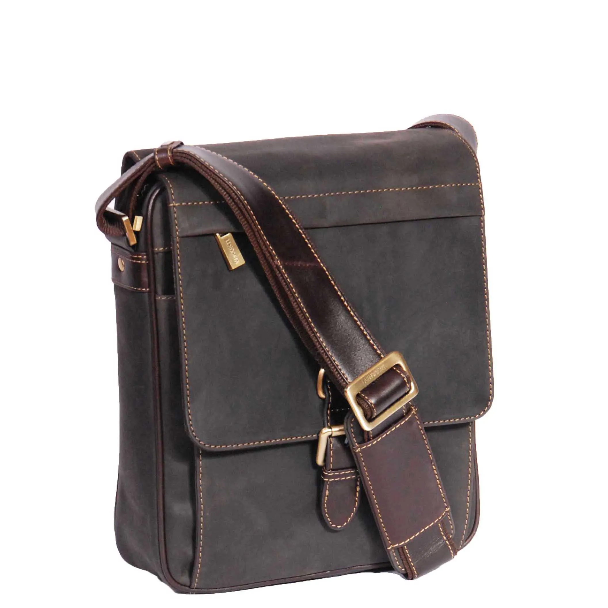 Real Leather Cross Body Organiser Work Bag HOL11 Brown