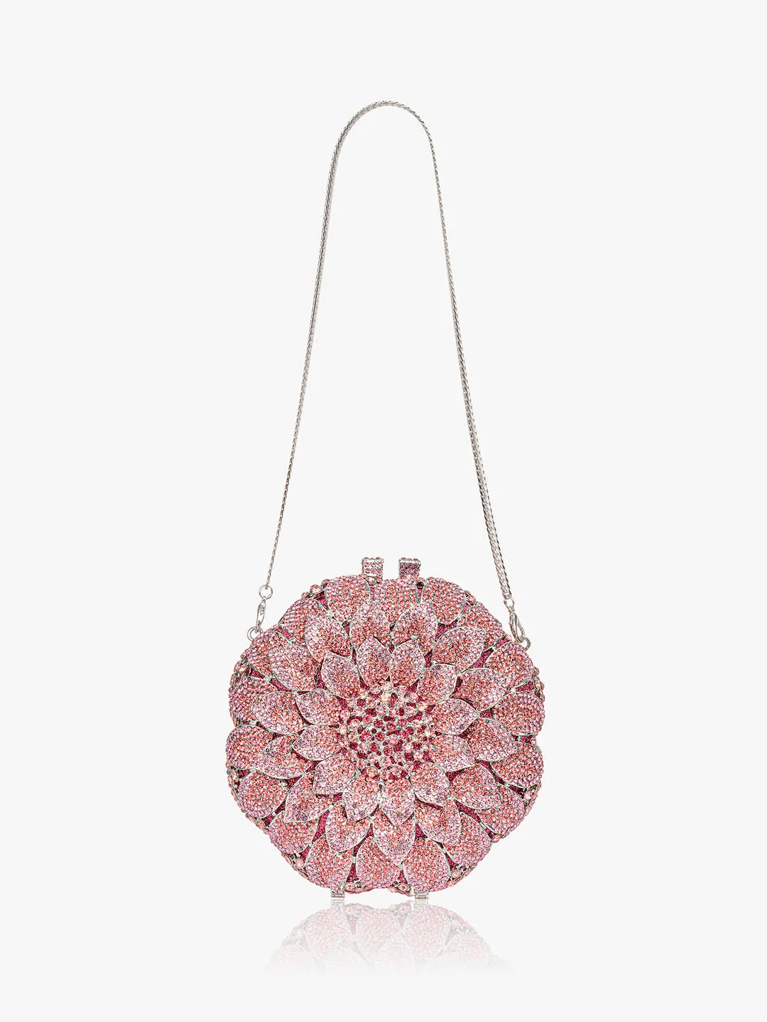 Rhinestone Studded Flower Clutch