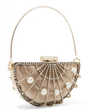 ROSANTICA JODI CRYSTAL AND FAUX PEARL-EMBELLISHED BAG