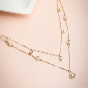 Rose Toned Stunning Layered 925 Silver Necklace