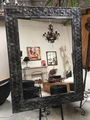 Rustic Black Lattice Pewter Mirror - Stunning 1.2m Character Piece