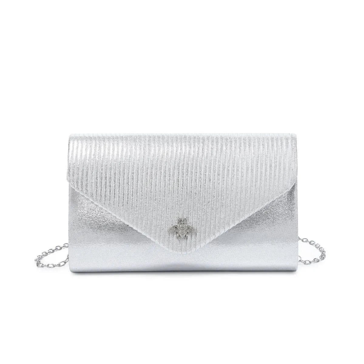 Satin Clutch Bag with Bee Clasp