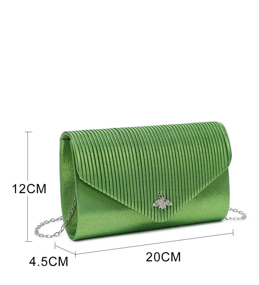 Satin Clutch Bag with Bee Clasp