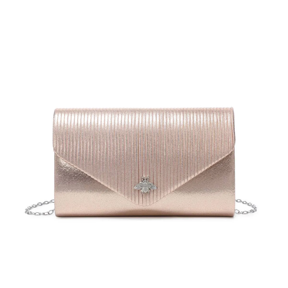 Satin Clutch Bag with Bee Clasp