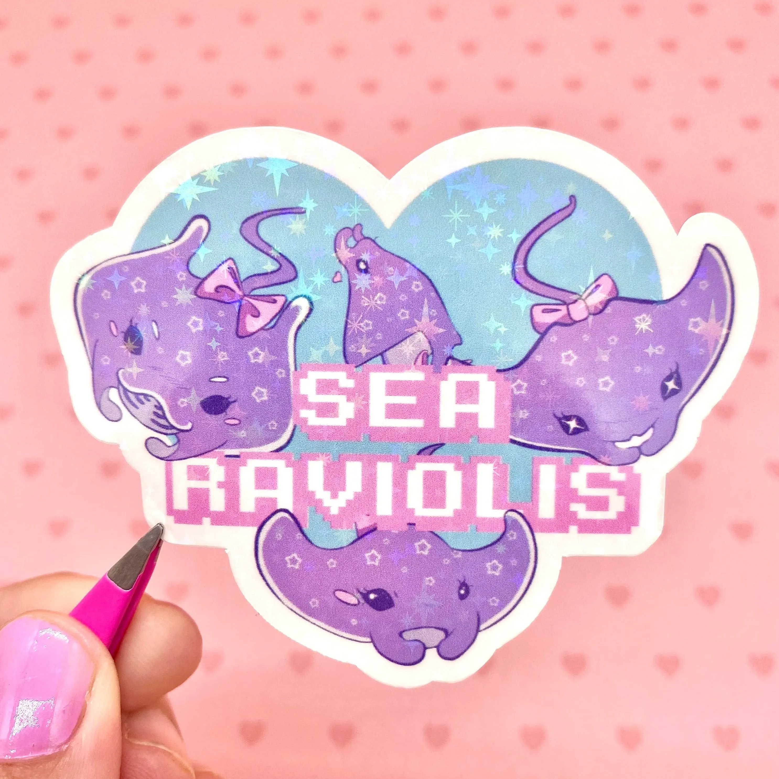 Sea Raviolis Manta Rays holographic vinyl sticker