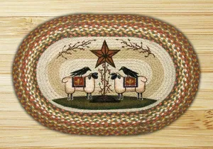 Sheep & Barn Star Oval Patch Rug