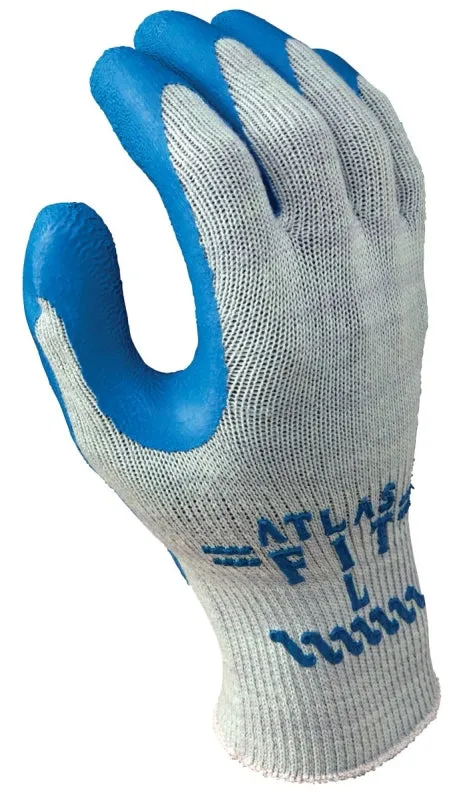 Showa 300M-08.RT Gloves, M, Knit Wrist Cuff, Natural Rubber Coating, Blue/Light Gray :PR: QUANTITY: 1