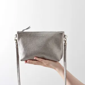 Slate Silver Leather Crossbody Bag