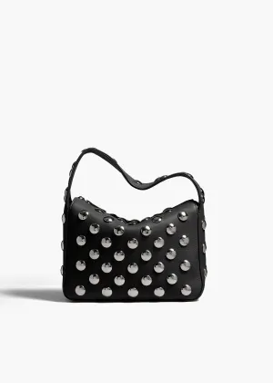 Small Elena Bag in Black Leather with Studs