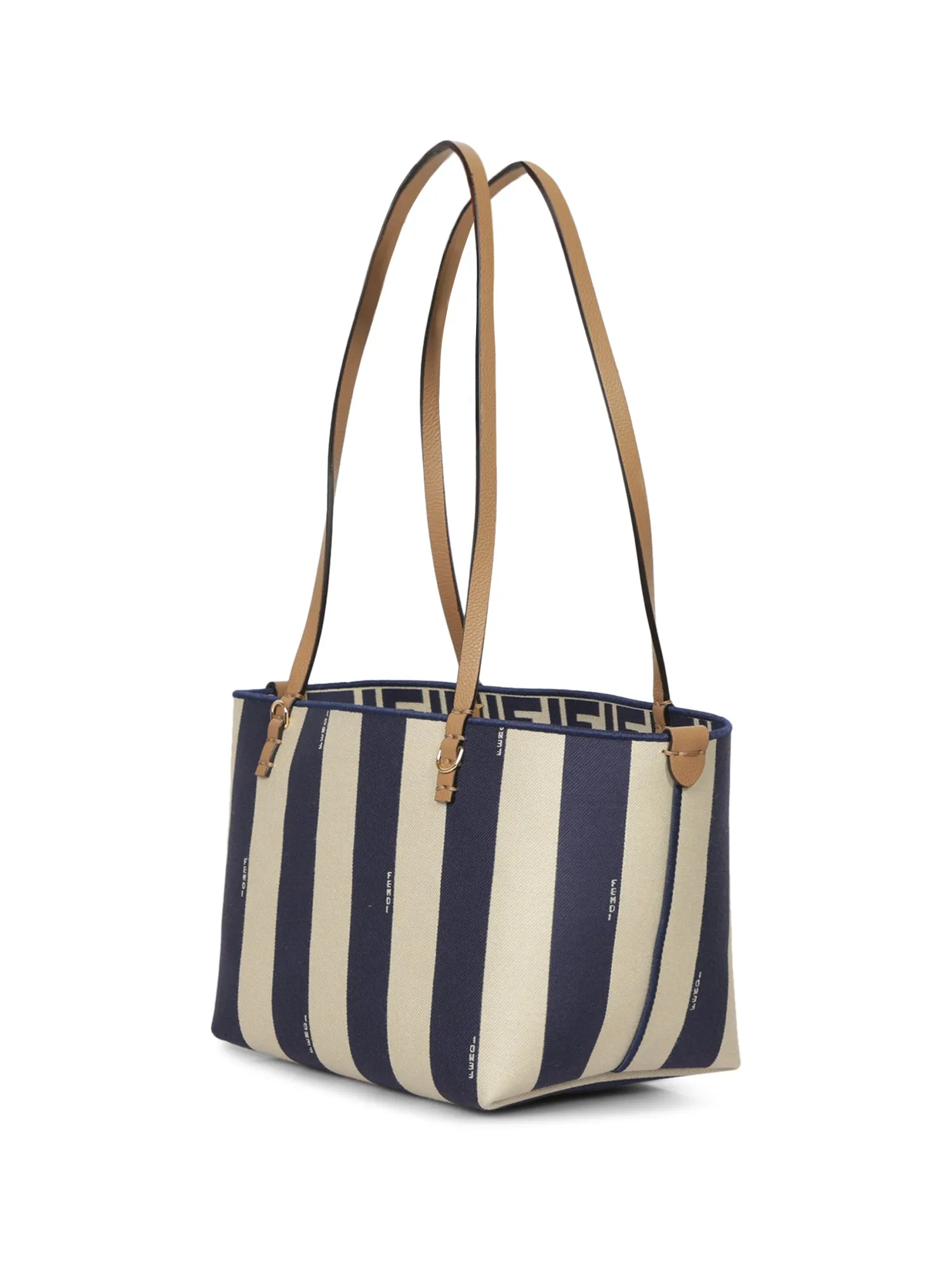 Small Roll Beige-Blue Shopping Bag