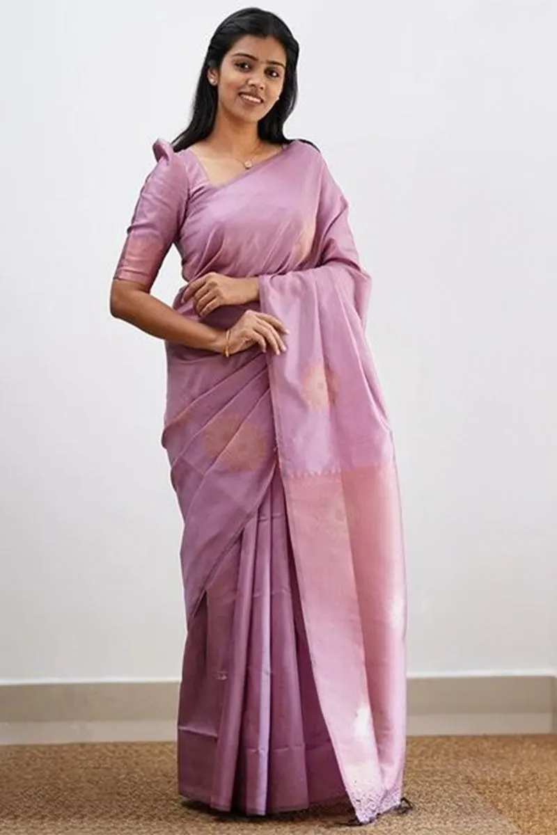 Snappy Baby Pink Soft Silk Saree With Stunning  Blouse Piece