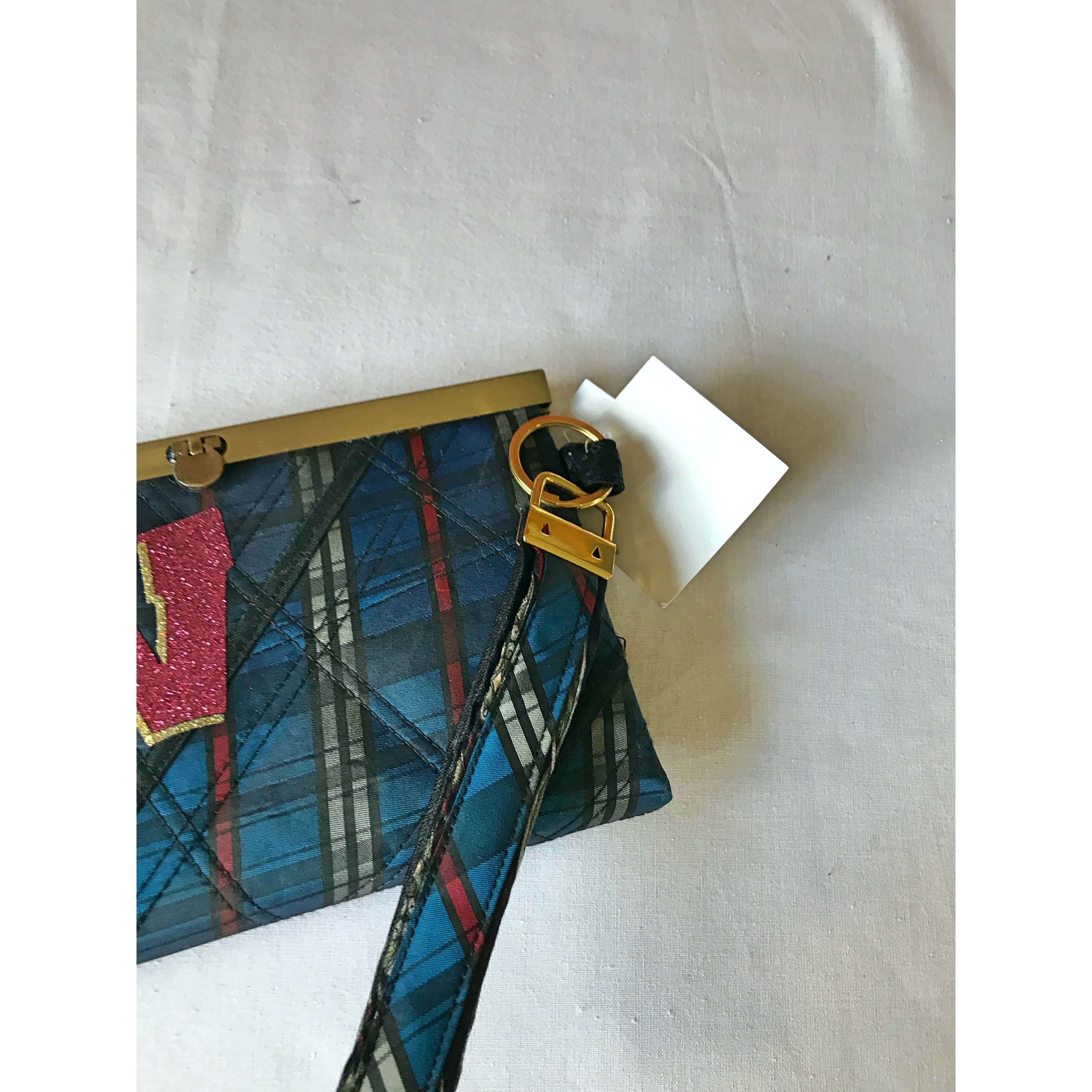 SOLD SALE - Blue plaid Woman's Wisconsin Clutch Wallet Wristlet - Barbz.net