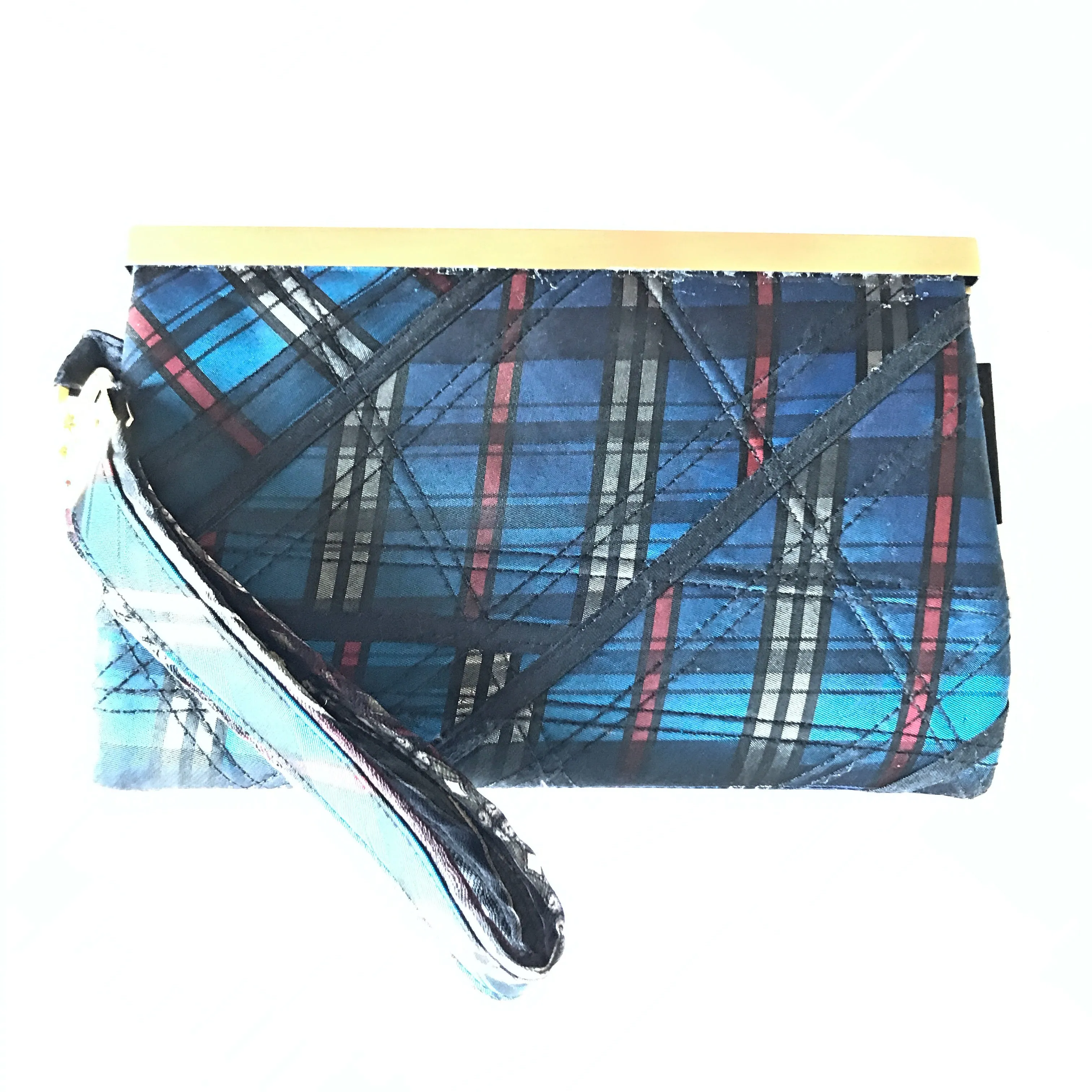 SOLD SALE - Blue plaid Woman's Wisconsin Clutch Wallet Wristlet - Barbz.net