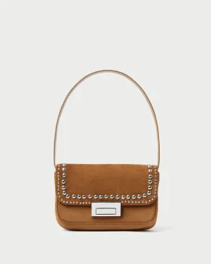 Stefania Cacao Studded Baguette Bag