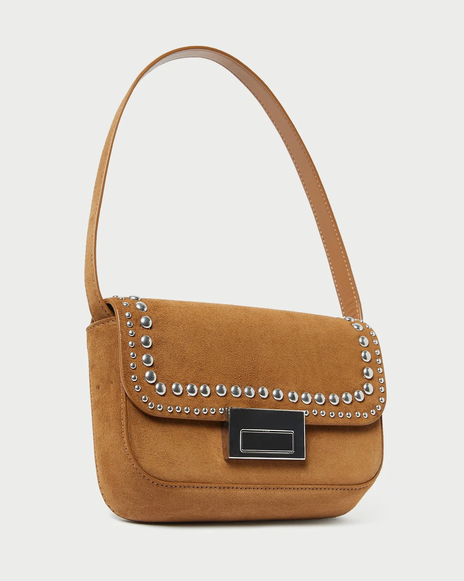 Stefania Cacao Studded Baguette Bag