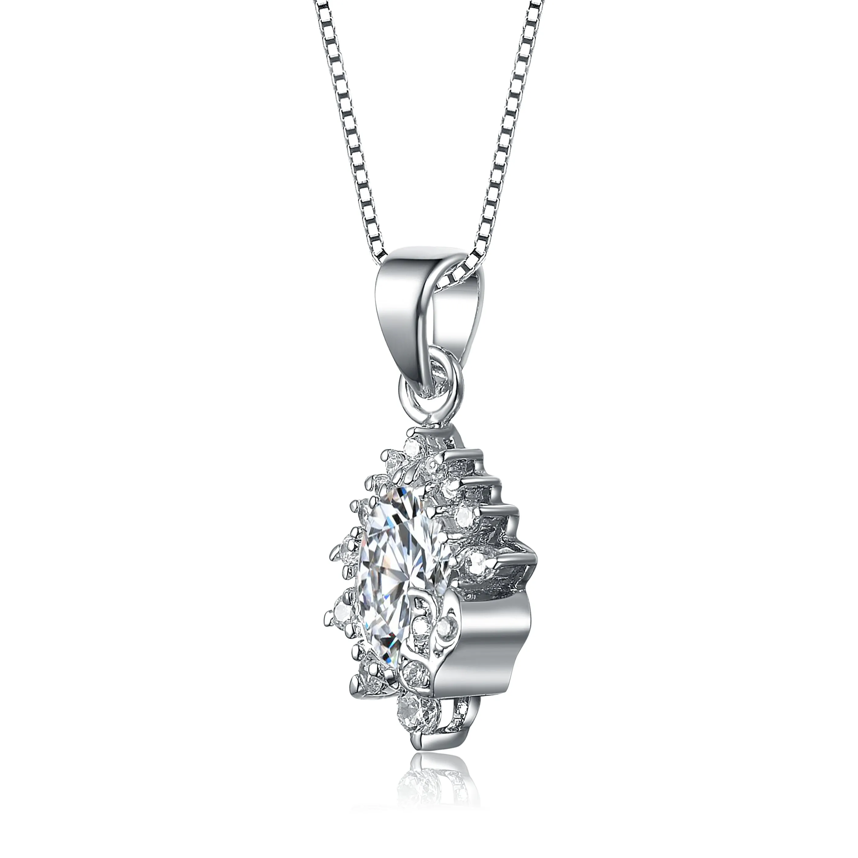 Sterling Silver White Cubic Zirconia Studded Pendant