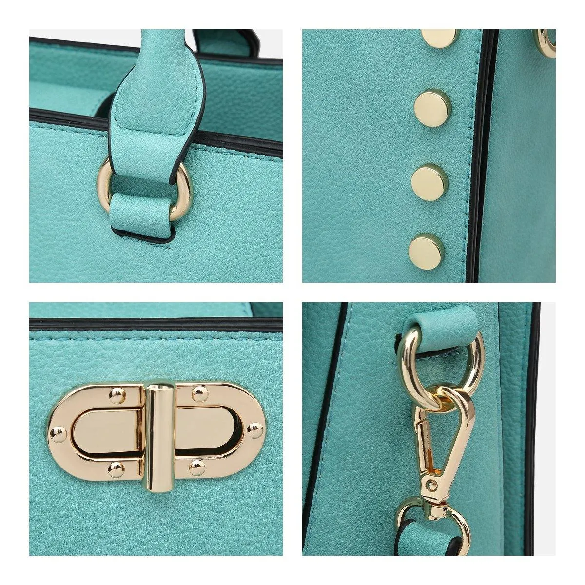 Studded Handbag with Matching Wristlet