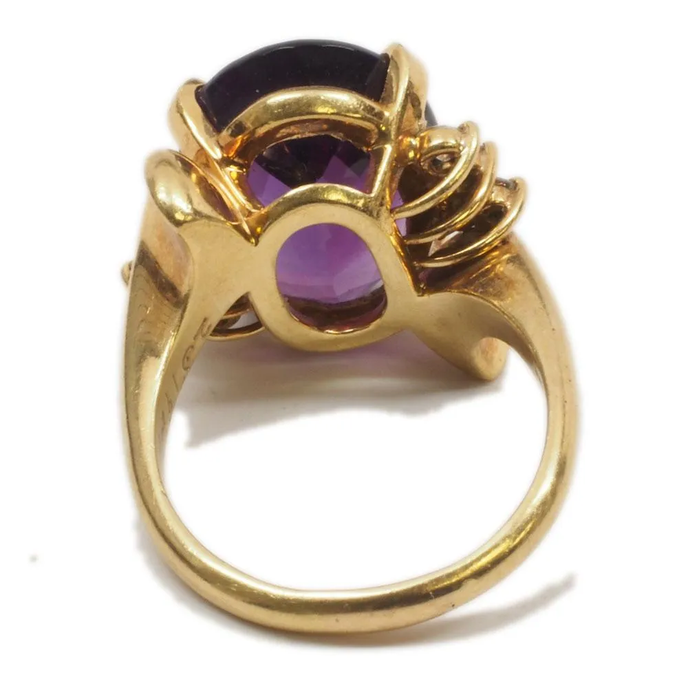 Stunning 18K Gold 9.8ct Amethyst Diamond Ring