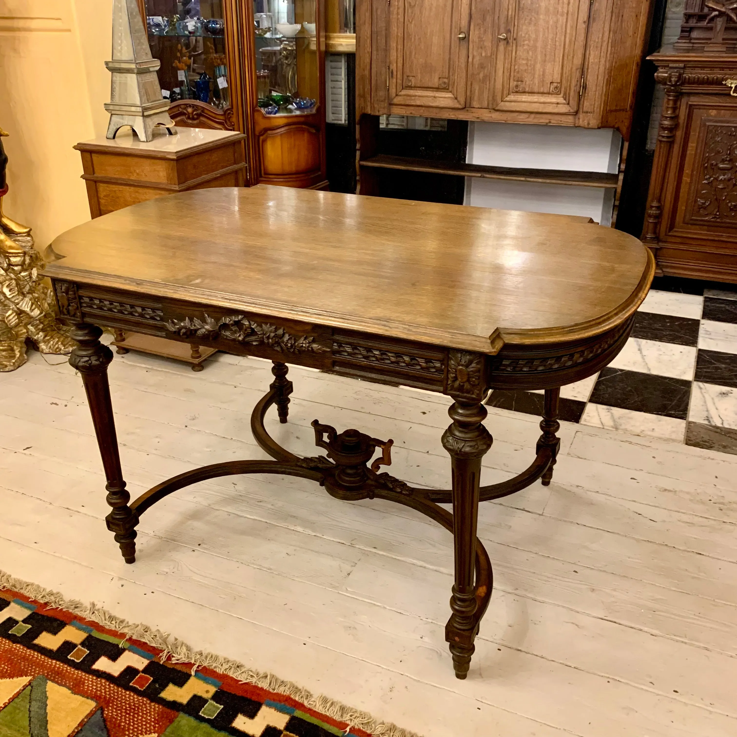 Stunning Antique Hand Carved Oak Dining Table - SOLD