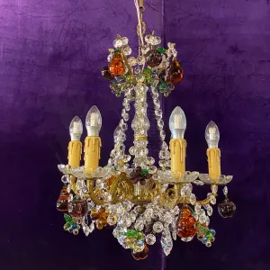 Stunning Antique Italian Blown Glass Fruits Chandelier - SOLD