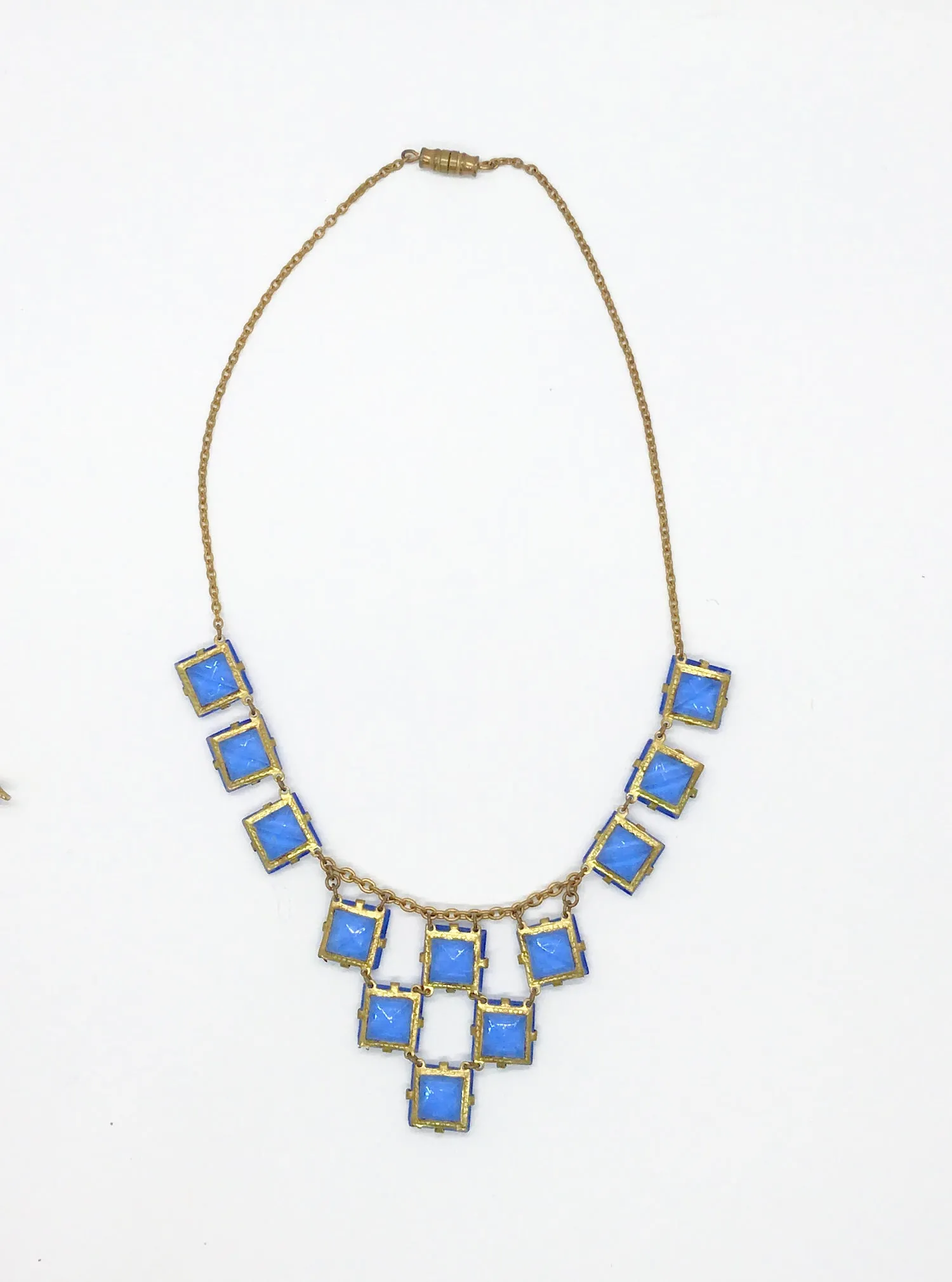 Stunning Art Deco Necklace of Rich Blue Squares