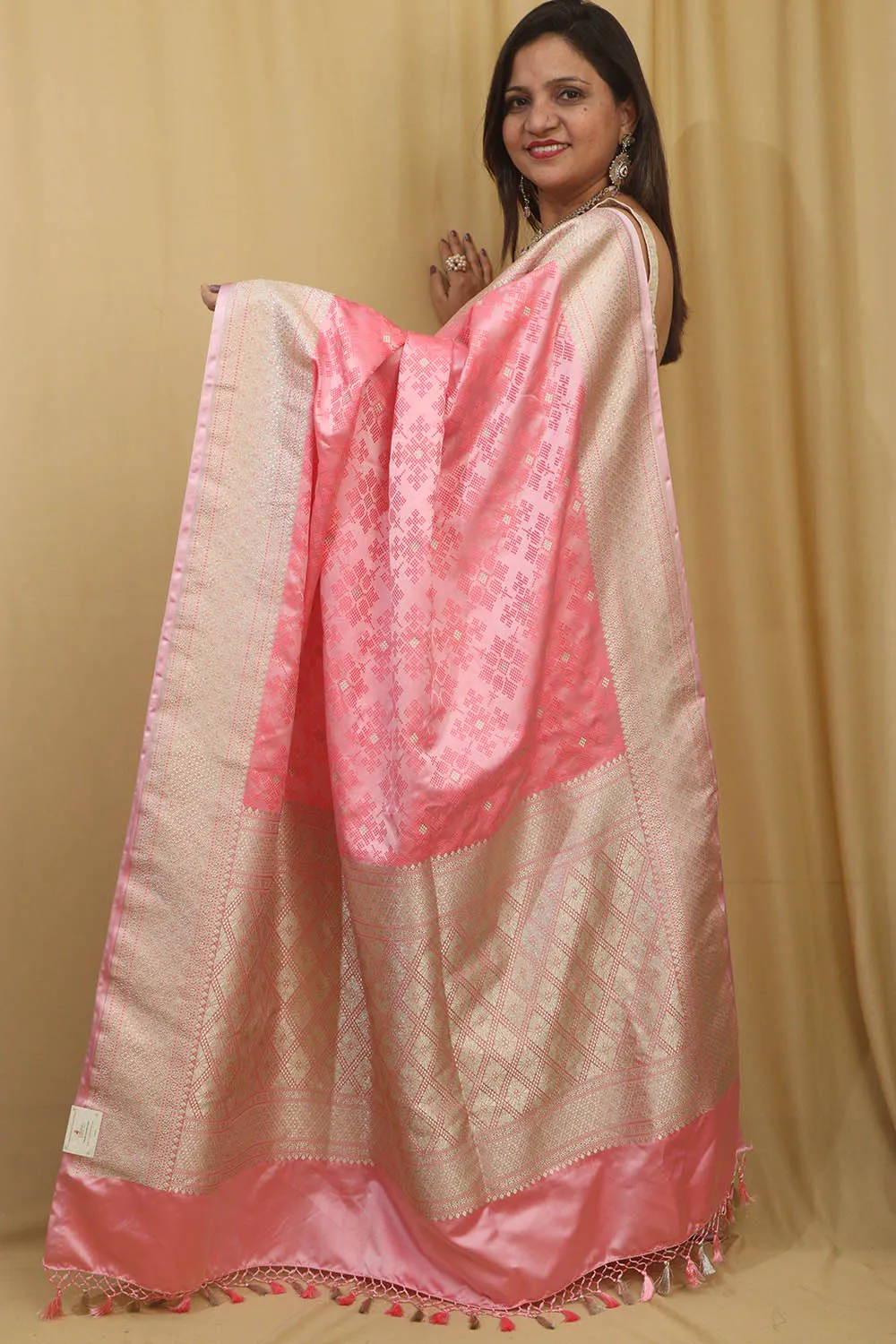 Stunning Banarasi Silk Saree in Pretty Pink