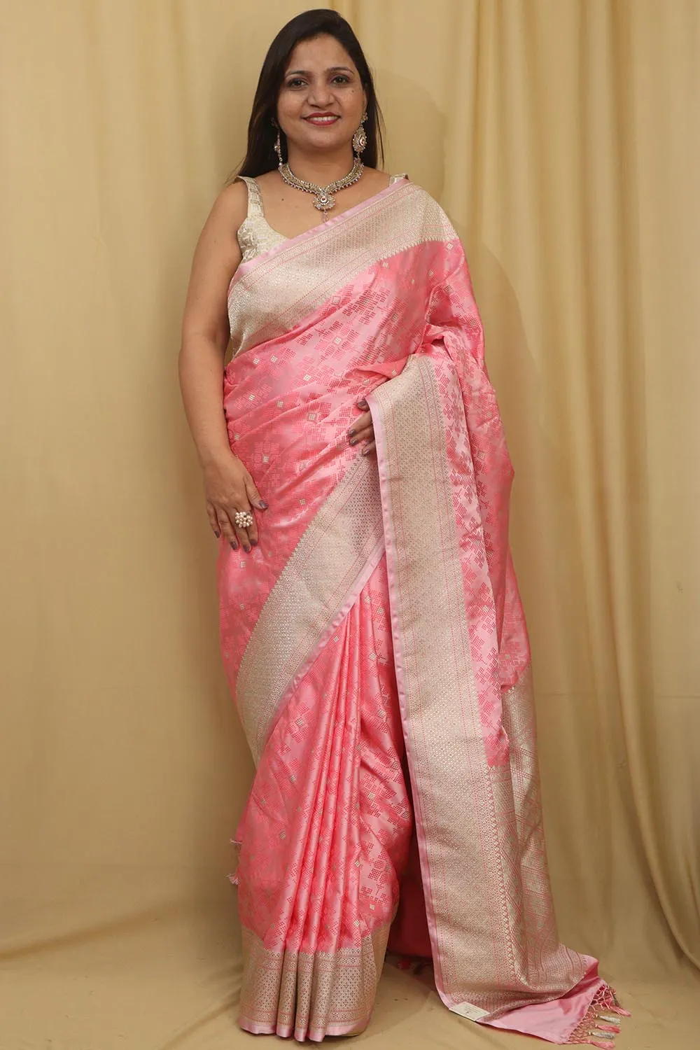 Stunning Banarasi Silk Saree in Pretty Pink