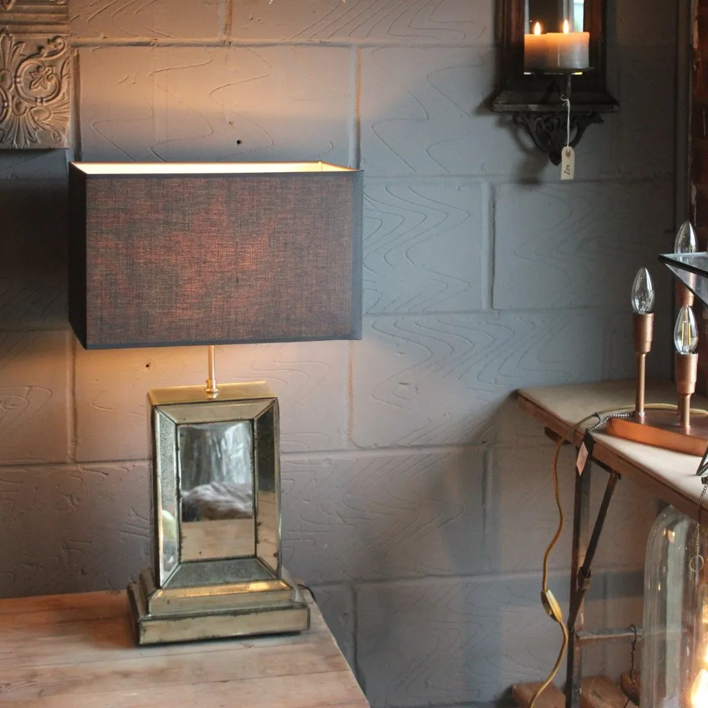 Stunning Bevelled Mirror Lamp Base - Oxidised Antiqued Finish