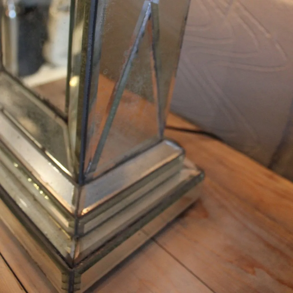 Stunning Bevelled Mirror Lamp Base - Oxidised Antiqued Finish