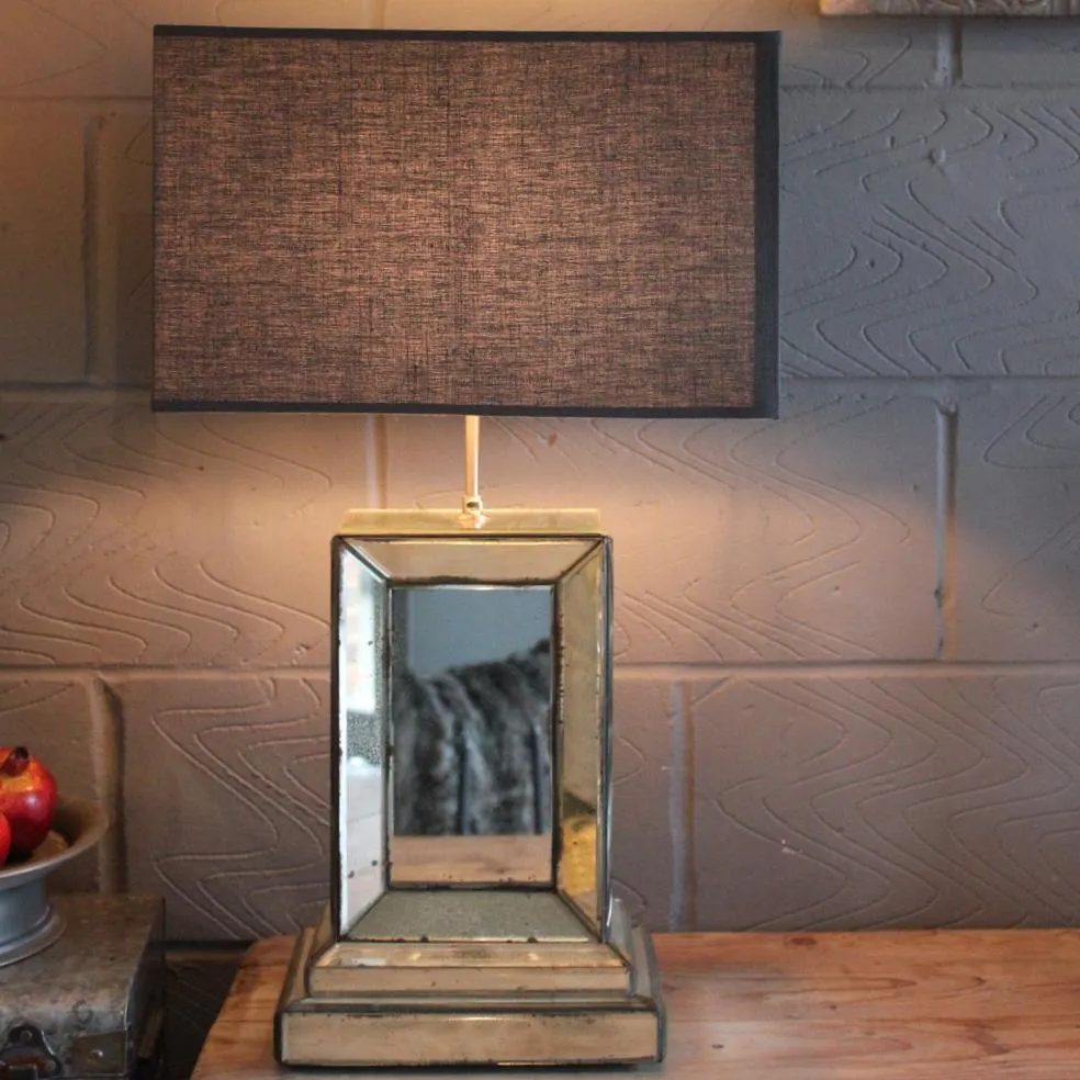 Stunning Bevelled Mirror Lamp Base - Oxidised Antiqued Finish