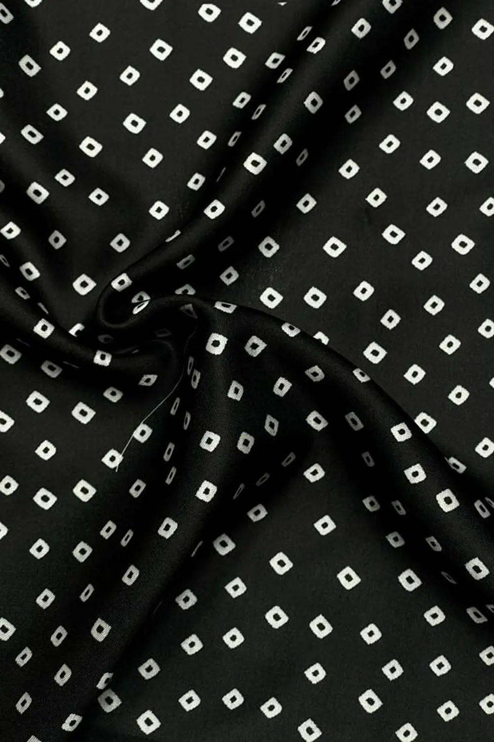 Stunning Black Bandhani Design Modal Satin Fabric