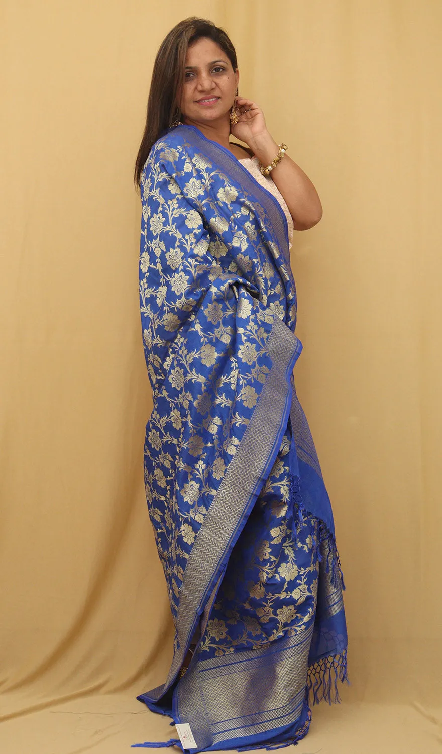 Stunning Blue Banarasi Silk Dupatta - Versatile and Elegant!