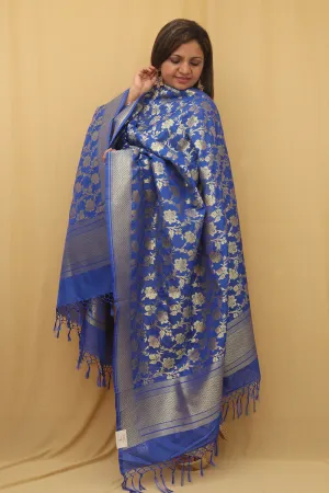 Stunning Blue Banarasi Silk Dupatta - Versatile and Elegant!