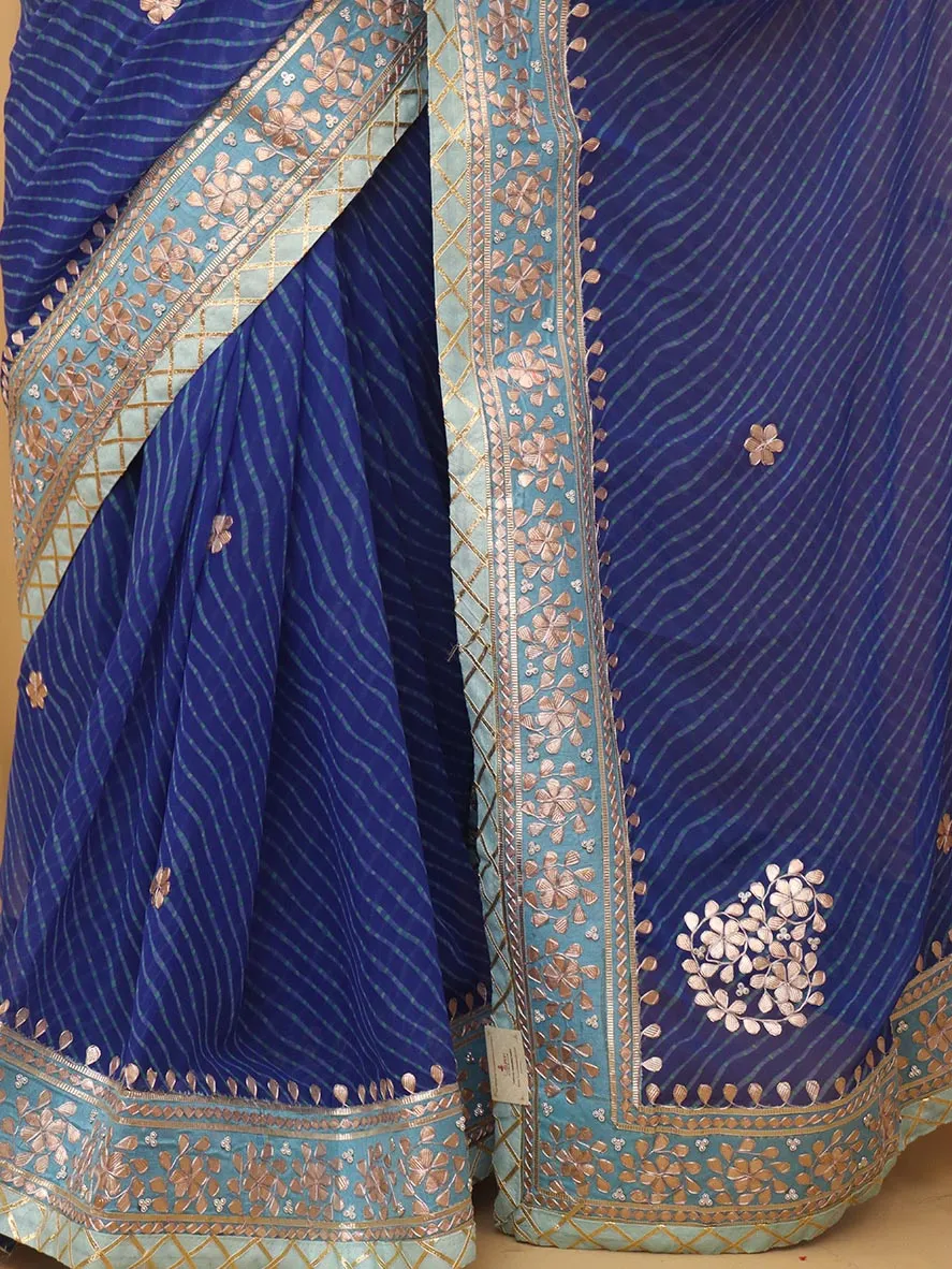 Stunning Blue Gota Patti Georgette Saree for Elegant Occasions