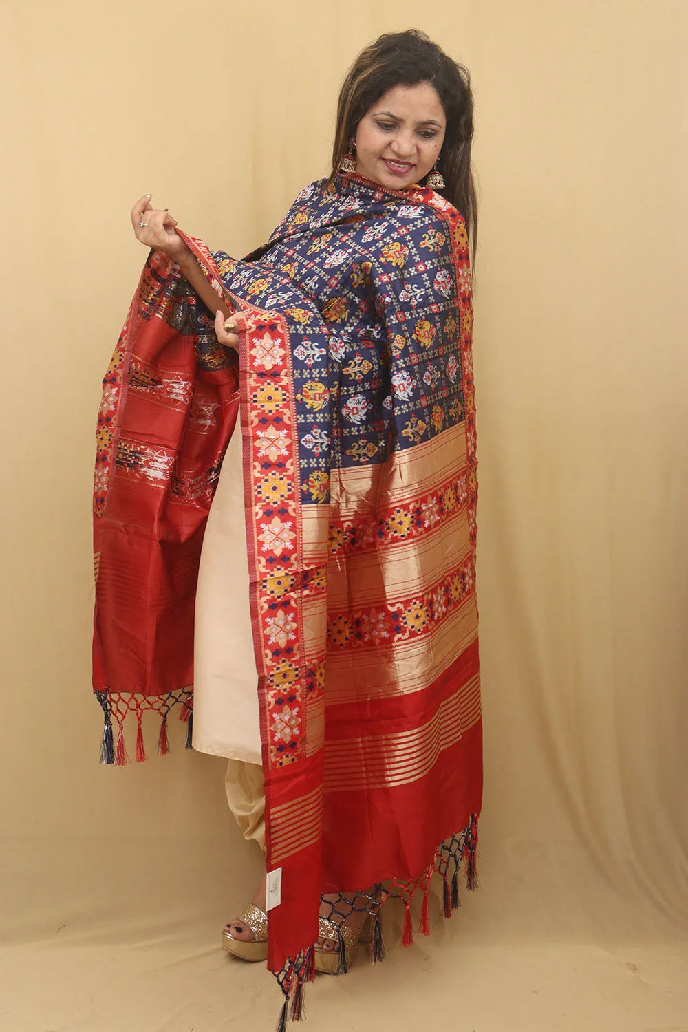 Stunning Blue Patola Silk Dupatta: A Timeless Fashion Accessory