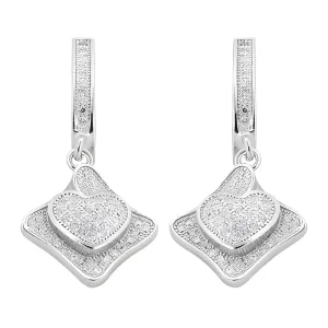 Stunning Cubic Zirconia Gemstone Silver Earrings by Famous Designer