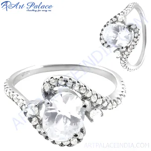 Stunning Cubic Zirconia Gemstone Silver Ring - Celebrity Style Jewelry